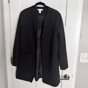 H&M Black Texture Dress Coat.